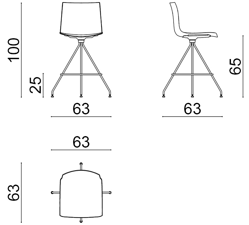 Catifa 46 Barhocker, höhe 65 cm, einfarbig, chrom / weiß #0488