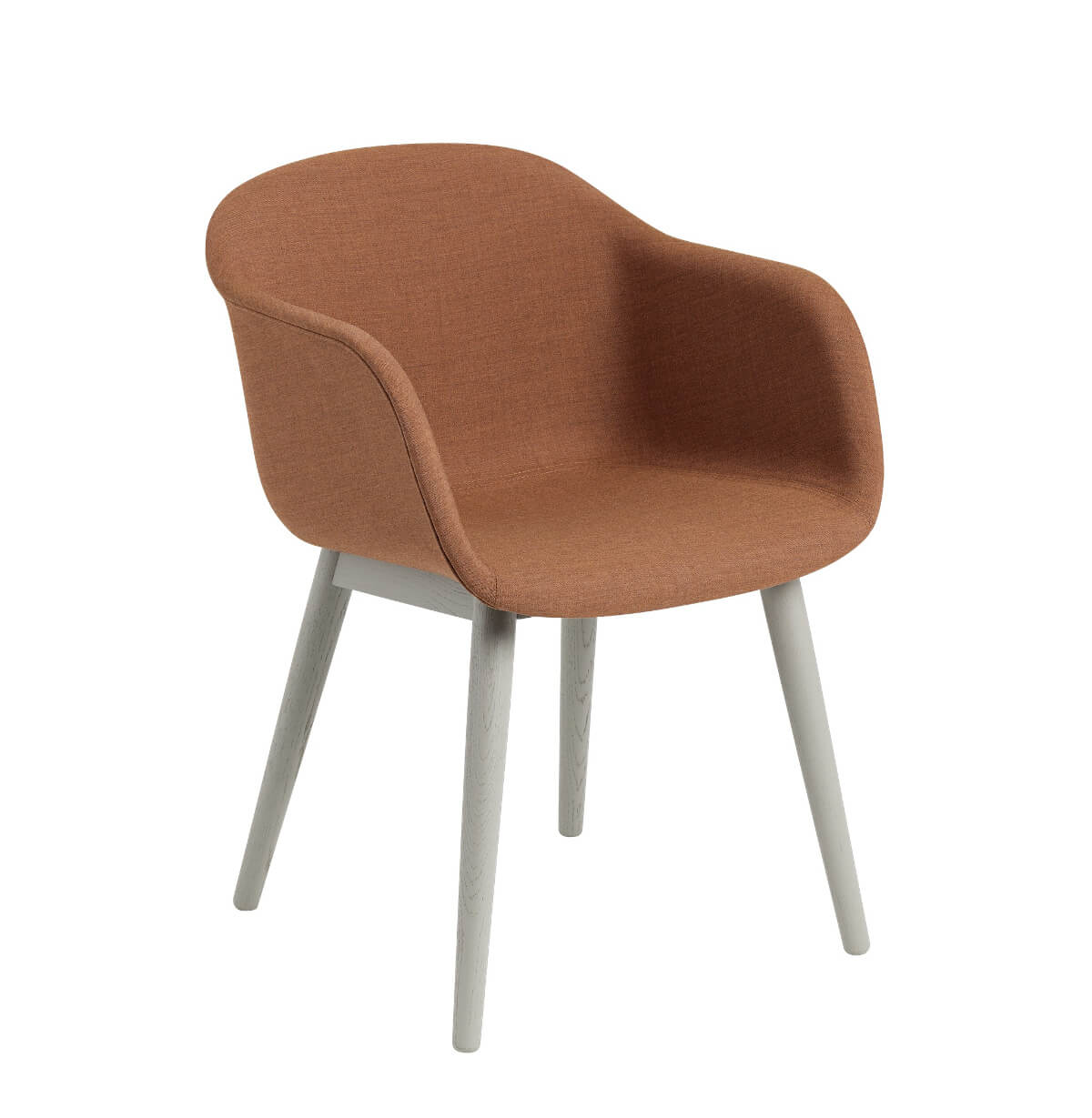 Fiber Armchair, wood base, schwarz / dunkelbraun gebeizt