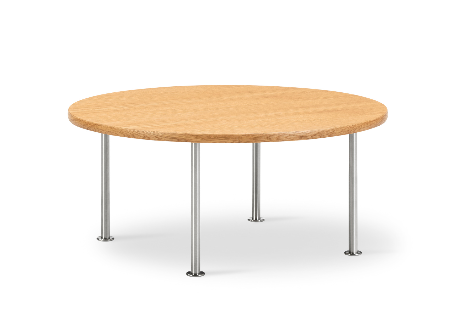 Wegner Ox Couchtisch, Ø 80 x H 35 cm, brushed steel / eiche geölt