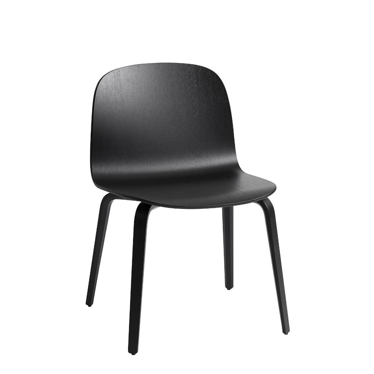 Visu Wide Chair, wood base, refine leder schwarz / schwarz