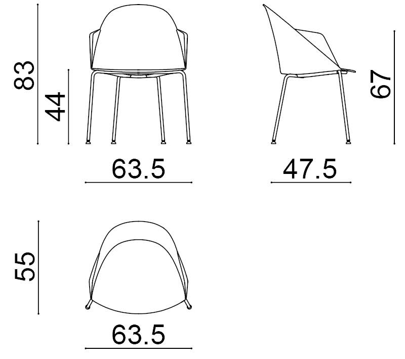 Cila Armsessel, kunststoff, chrom / weiß #2220