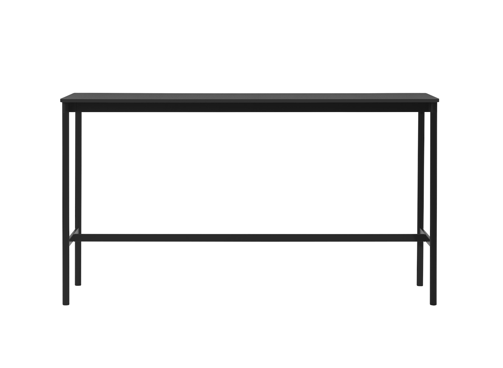 Base Stehtisch, 190 x 50 cm, höhe 105 cm, schwarz laminat / schwarz abs