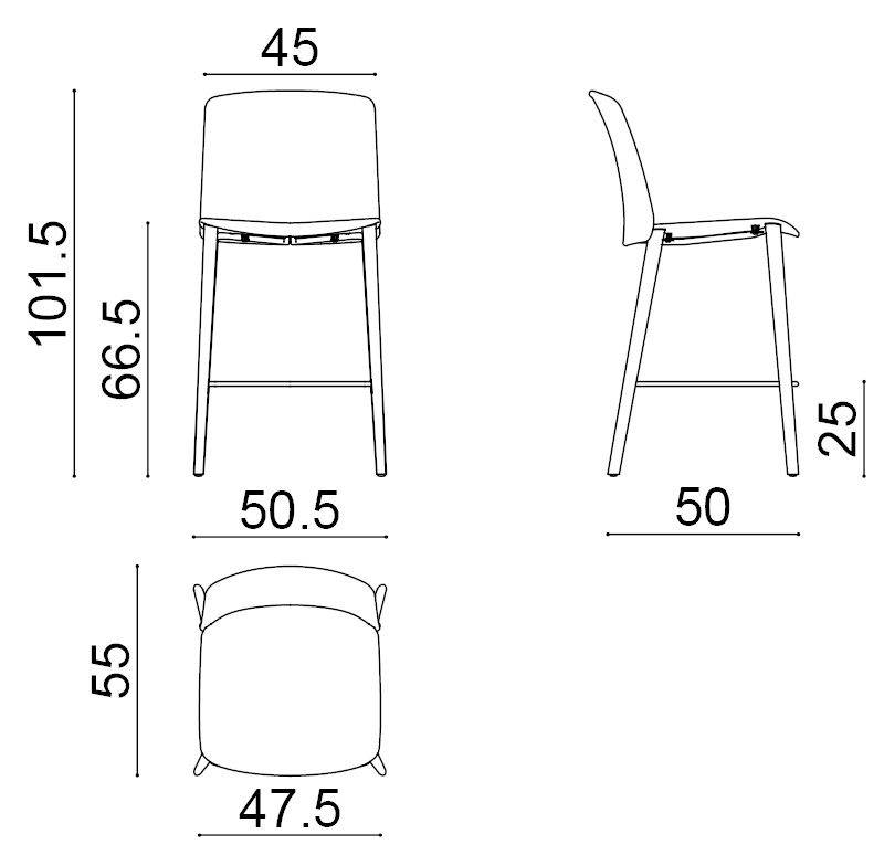 Mixu Barhocker, höhe 66 cm, voll bezogen #5818