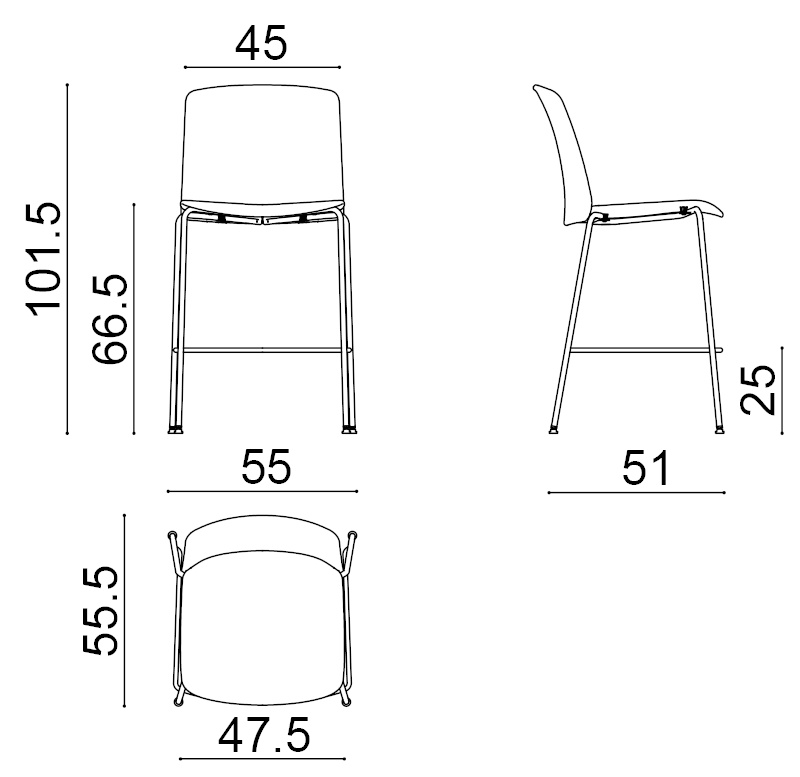 Mixu Barhocker, höhe 66 cm, voll bezogen #5814