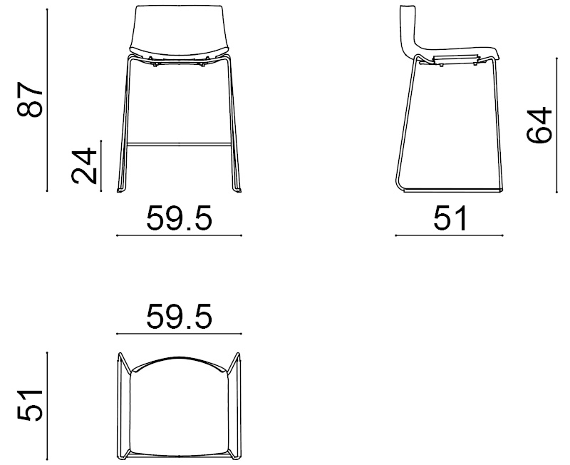 Catifa 46 Barhocker, höhe 64 cm, holz, chrom / eiche gebleicht #0572