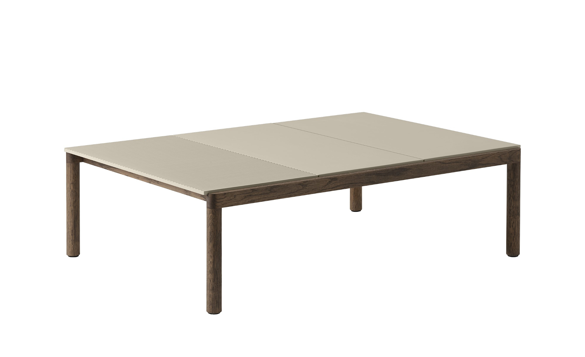 Couple Couchtisch, 84 x 120 cm, 3 plain - taupe / eiche dunkel geölt