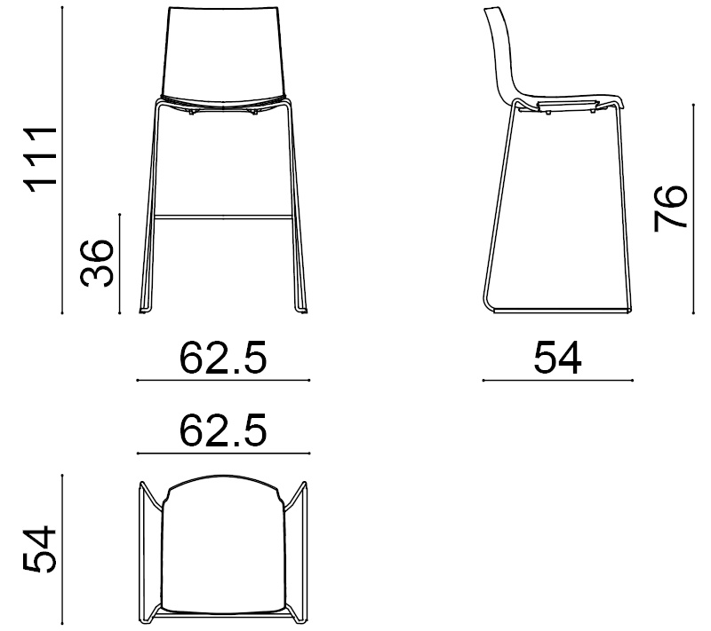 Catifa 46 Barhocker, höhe 76 cm, einfarbig, weiß / anthrazit #0471