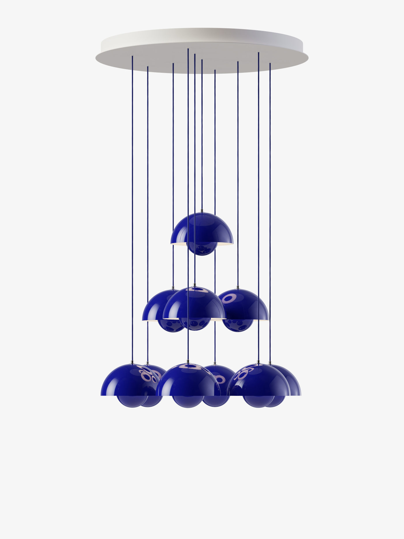 Flowerpot VP1 Kronleuchte, 10 pendants, cobalt blue