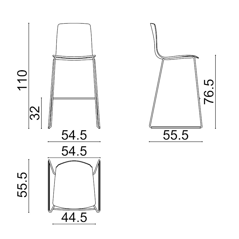 Aava 02 Barhocker, höhe 76 cm, kunststoff, vorne bezogen #7615