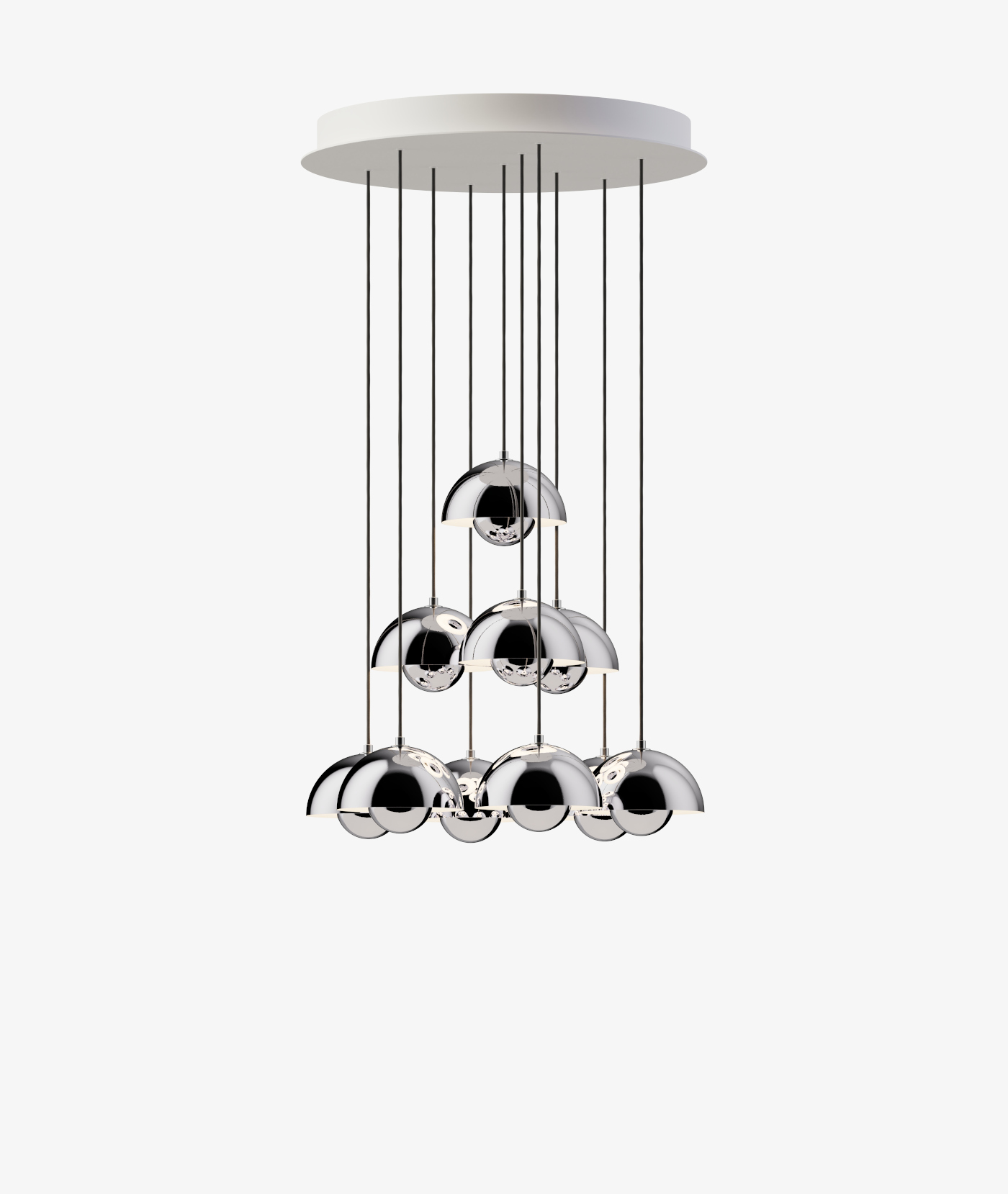 Flowerpot VP10 Kronleuchte, 10 pendants, chrome plated