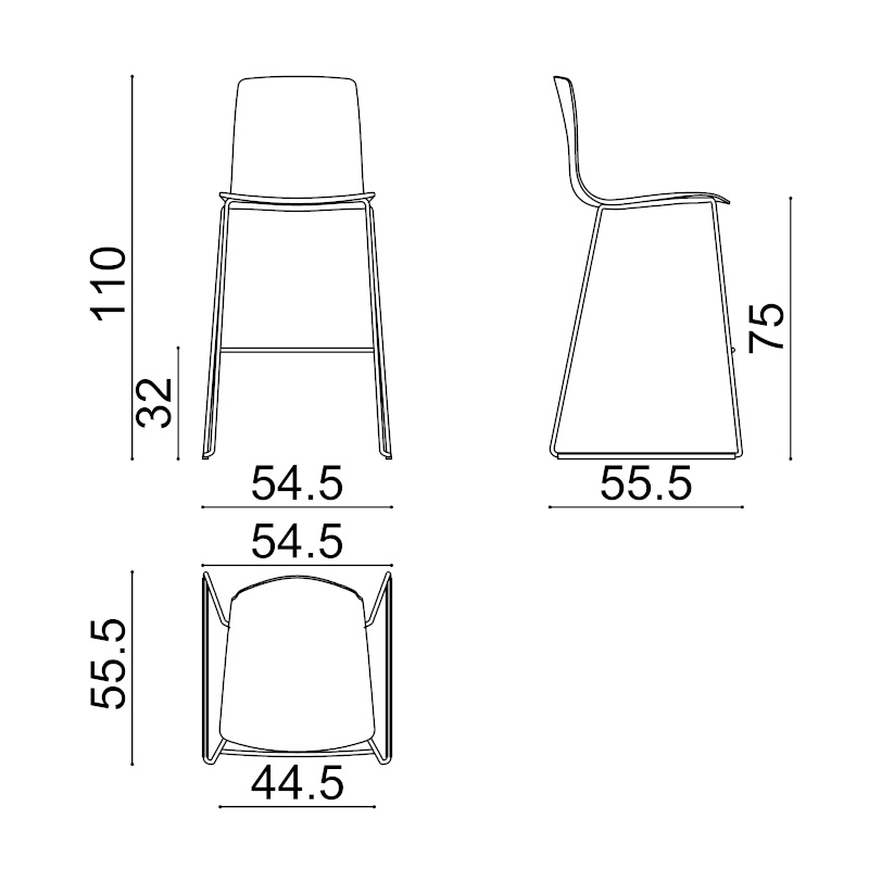 Aava 02 Barhocker, höhe 75 cm, kunststoff, schwarz / schneeweiß #7606