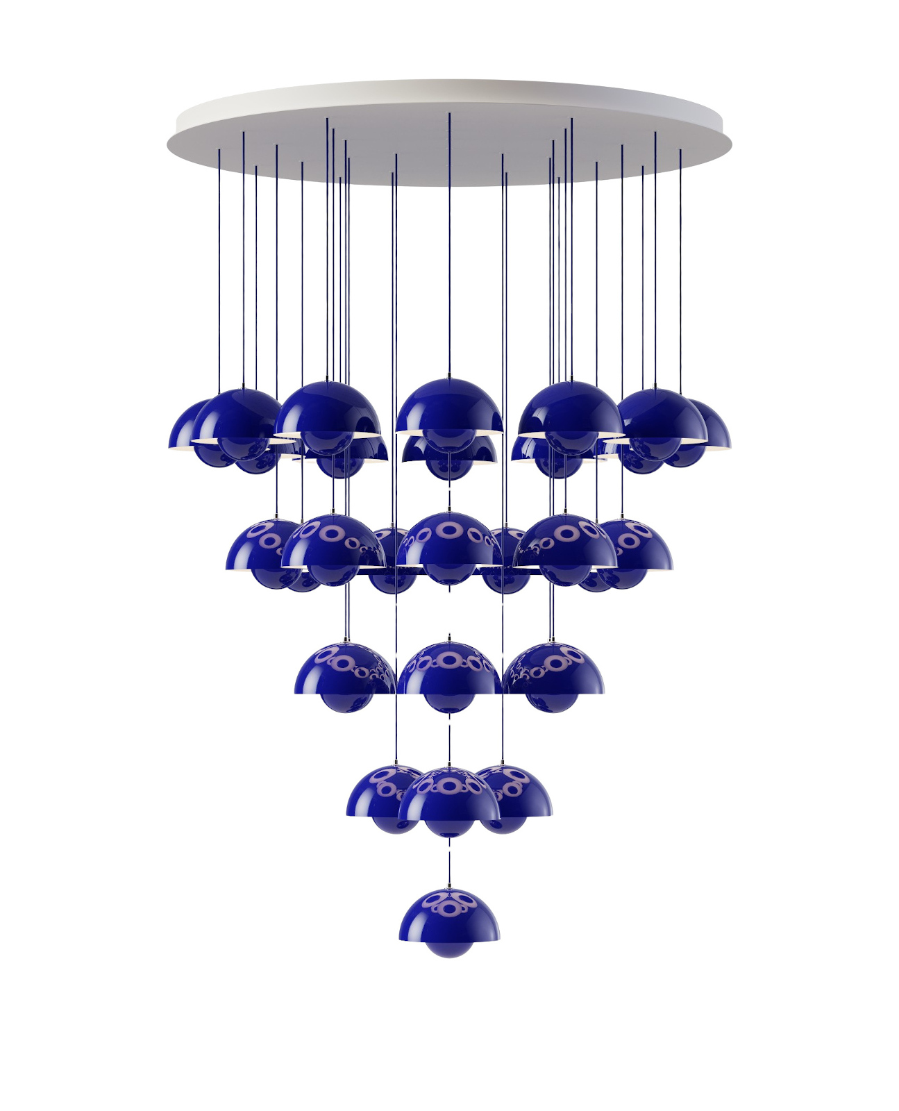 Flowerpot VP1 Kronleuchte, 31 pendants, cobalt blue