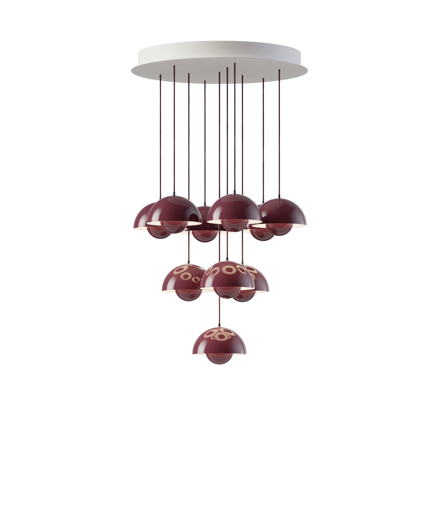 Flowerpot VP10 Kronleuchte, 10 pendants, dark plum