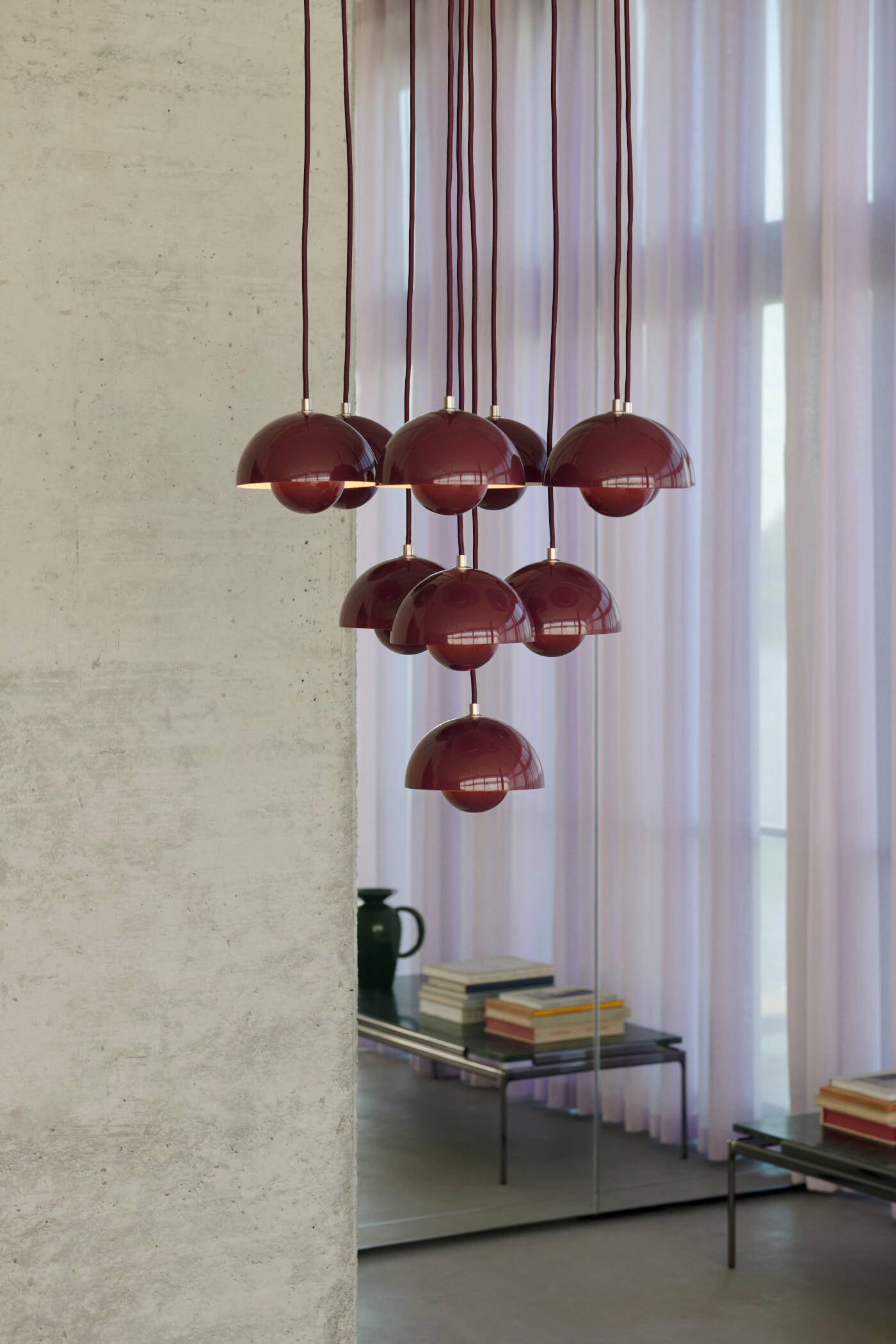 Flowerpot VP10 Kronleuchte, 10 pendants, dark plum