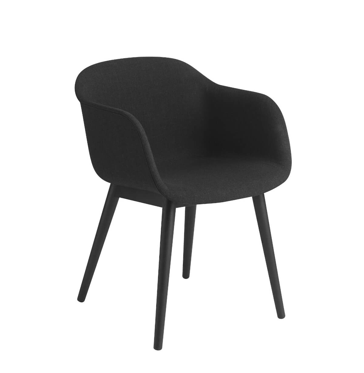 Fiber Armchair, wood base, schwarz / dunkelbraun gebeizt