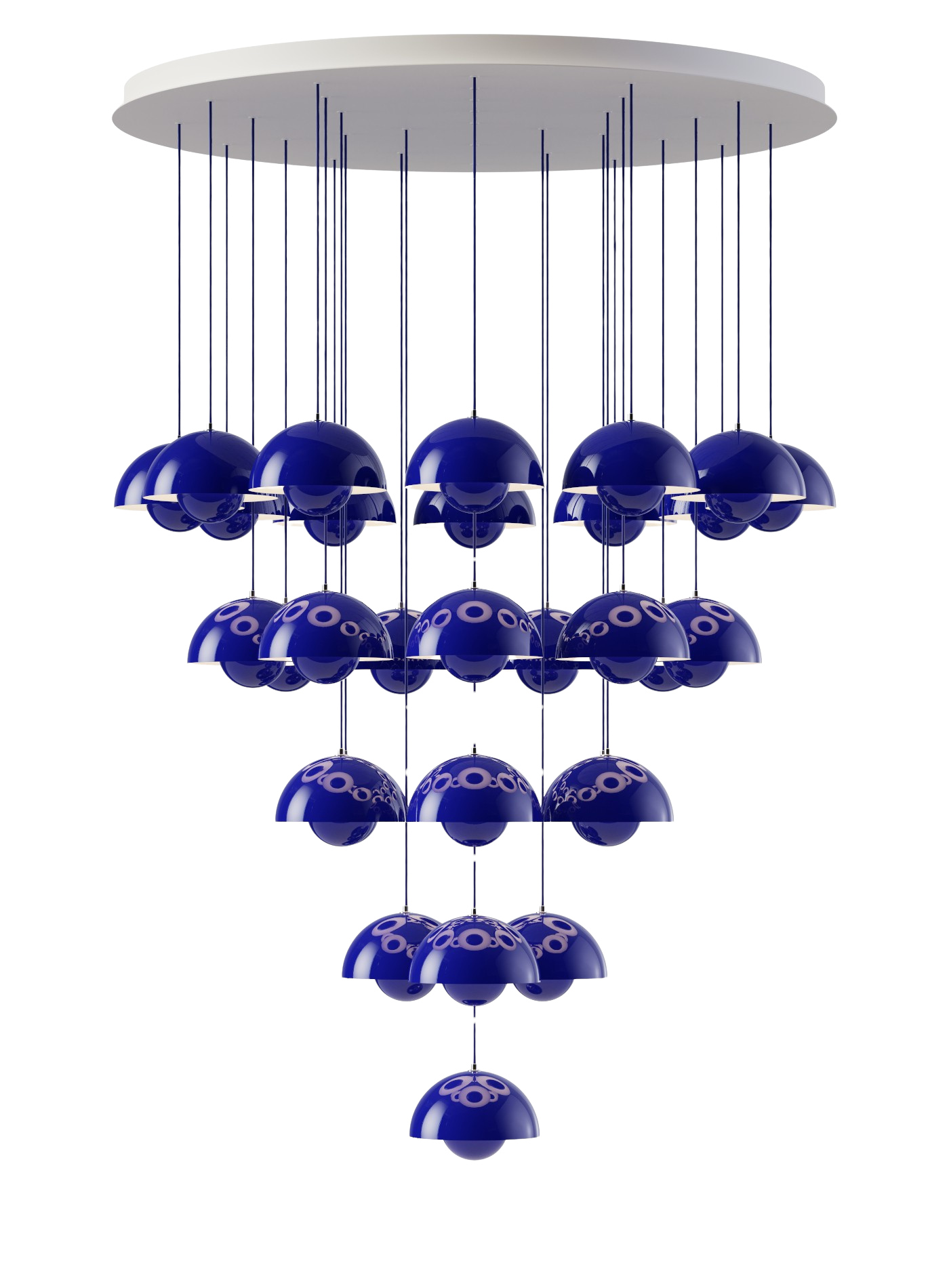 Flowerpot VP1 Kronleuchte, 31 pendants, cobalt blue