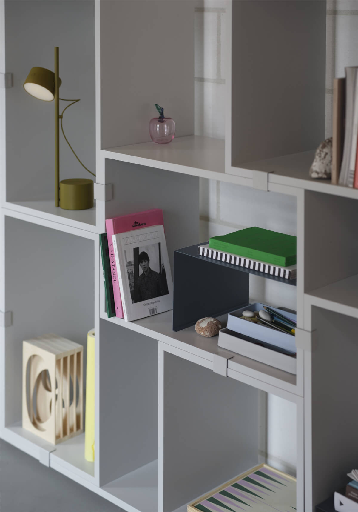 Stacked Storage Bookcase - Configuration 2, brown green