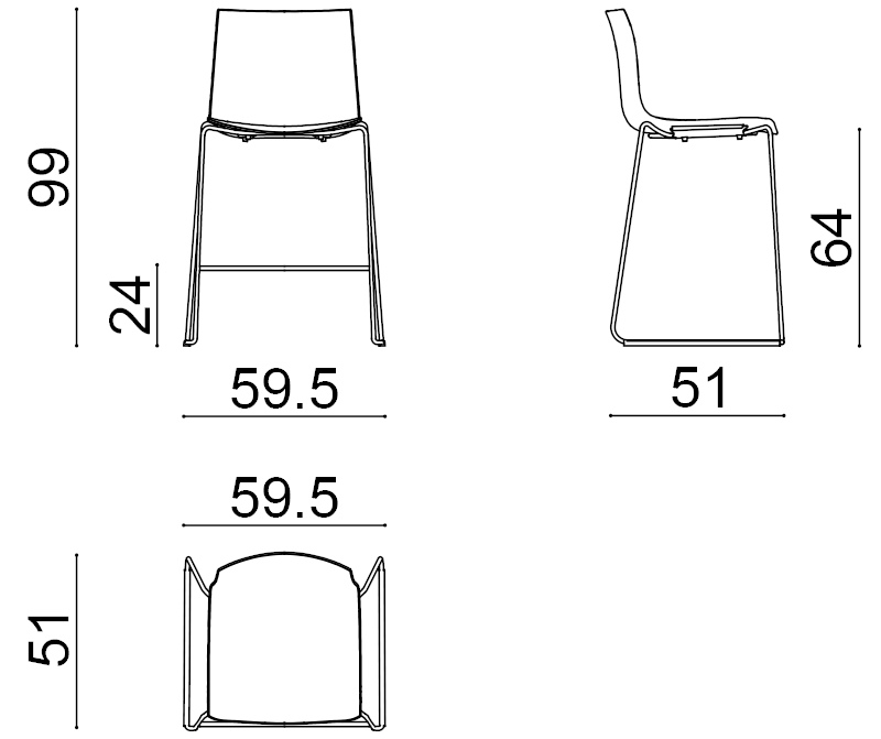 Catifa 46 Barhocker, höhe 64 cm, zweifarbig, chrom / weiß-rose #0474