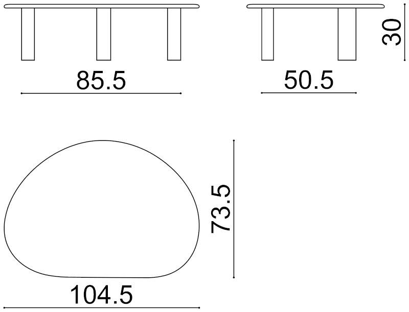 Ghia Couchtisch, ovaloid, schwarz #7008