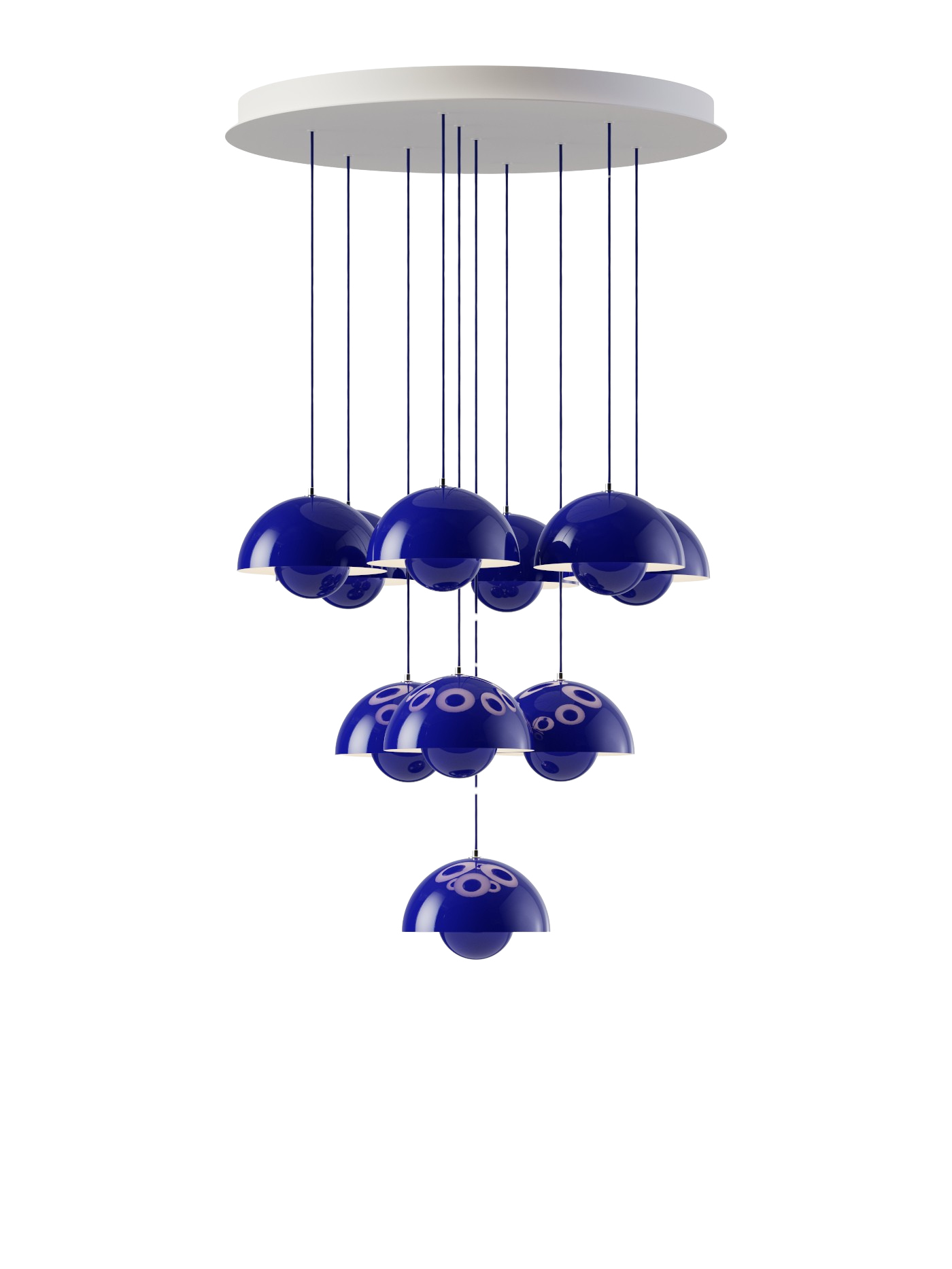 Flowerpot VP1 Kronleuchte, 10 pendants, cobalt blue