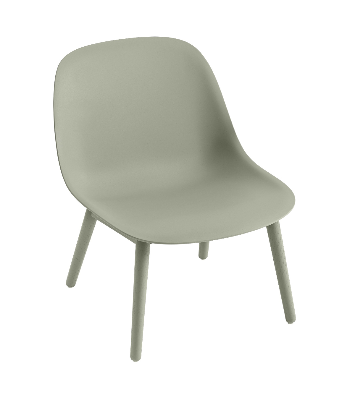 Fiber Lounge Chair, wood base, dusty green