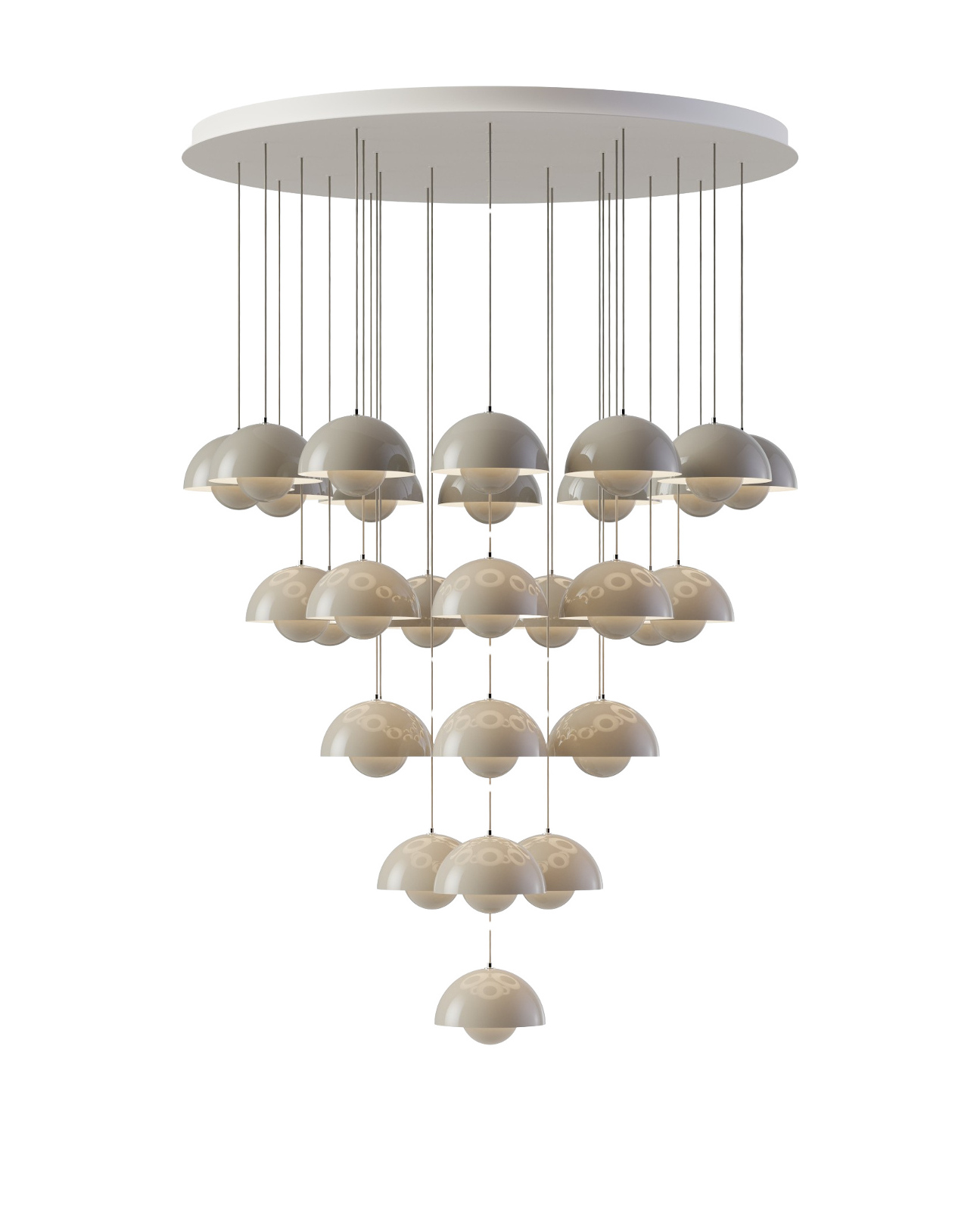 Flowerpot VP1 Kronleuchte, 31 pendants, grey beige