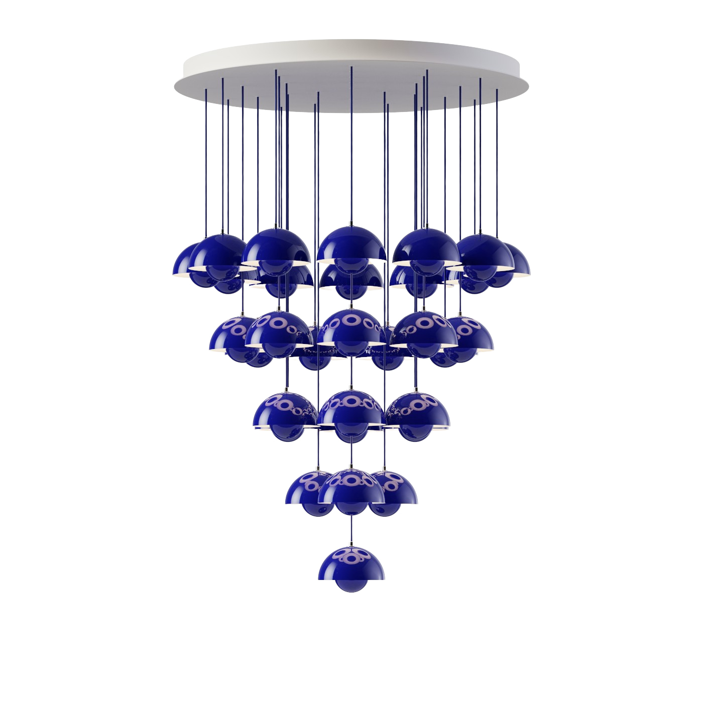 Flowerpot VP10 Kronleuchte, 31 pendants, cobalt blue