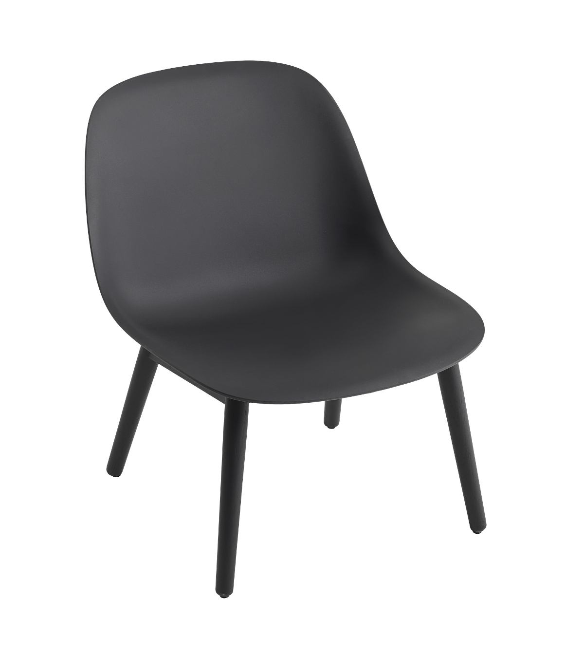 Fiber Lounge Chair, wood base, schwarz