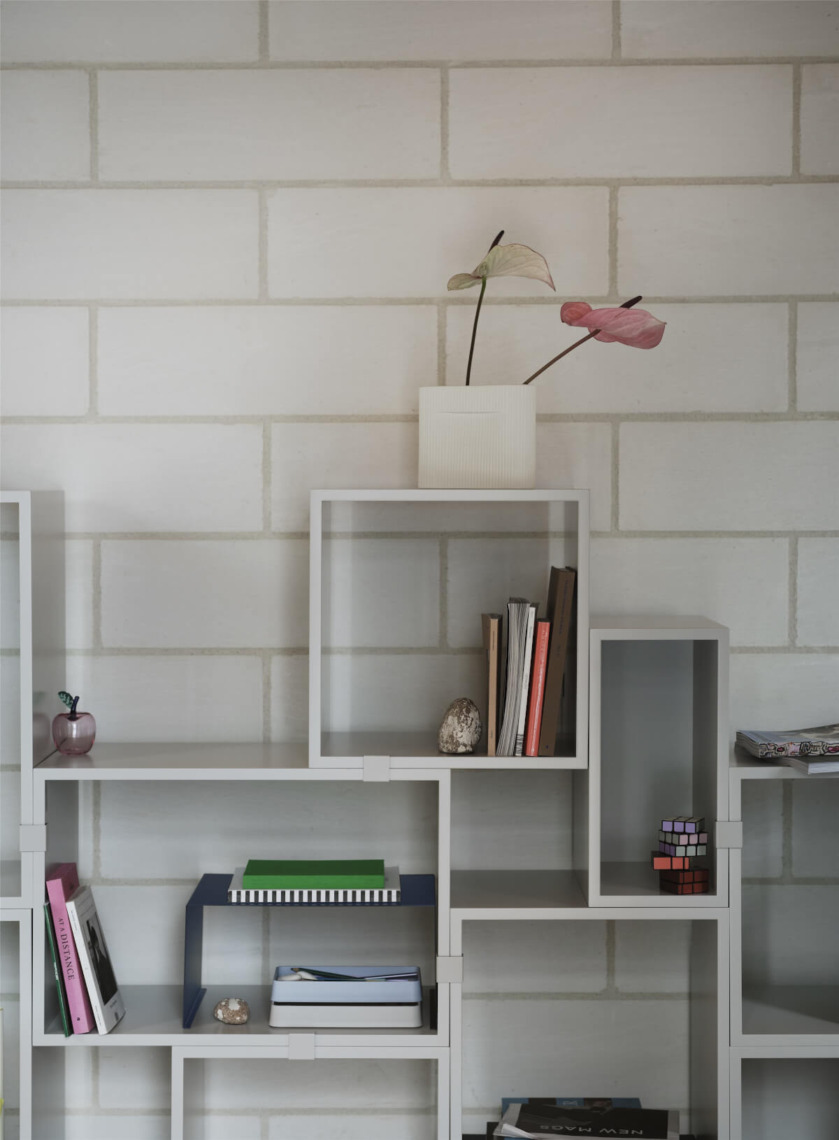 Stacked Storage Bookcase - Configuration 2, brown green