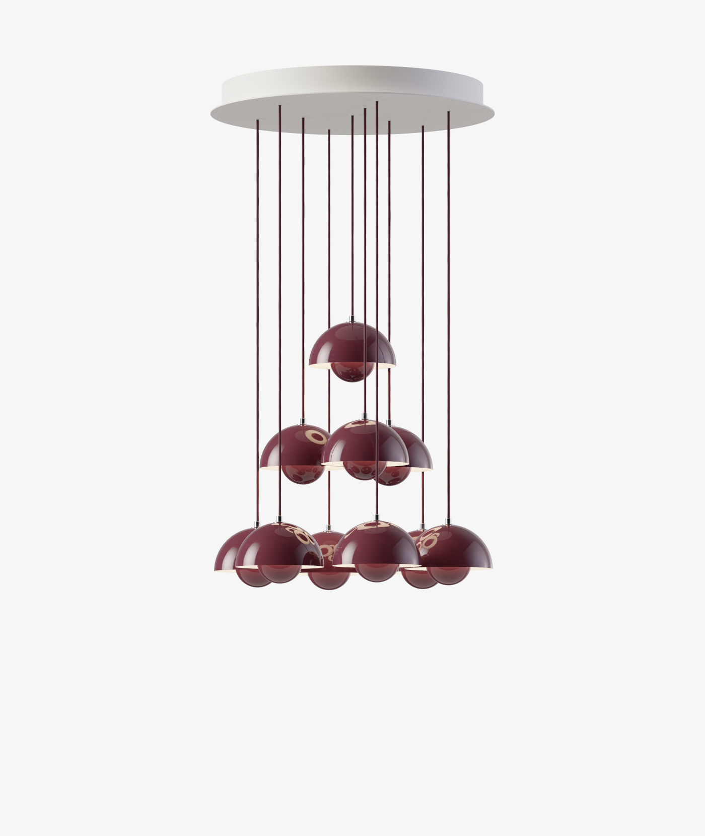 Flowerpot VP10 Kronleuchte, 10 pendants, dark plum