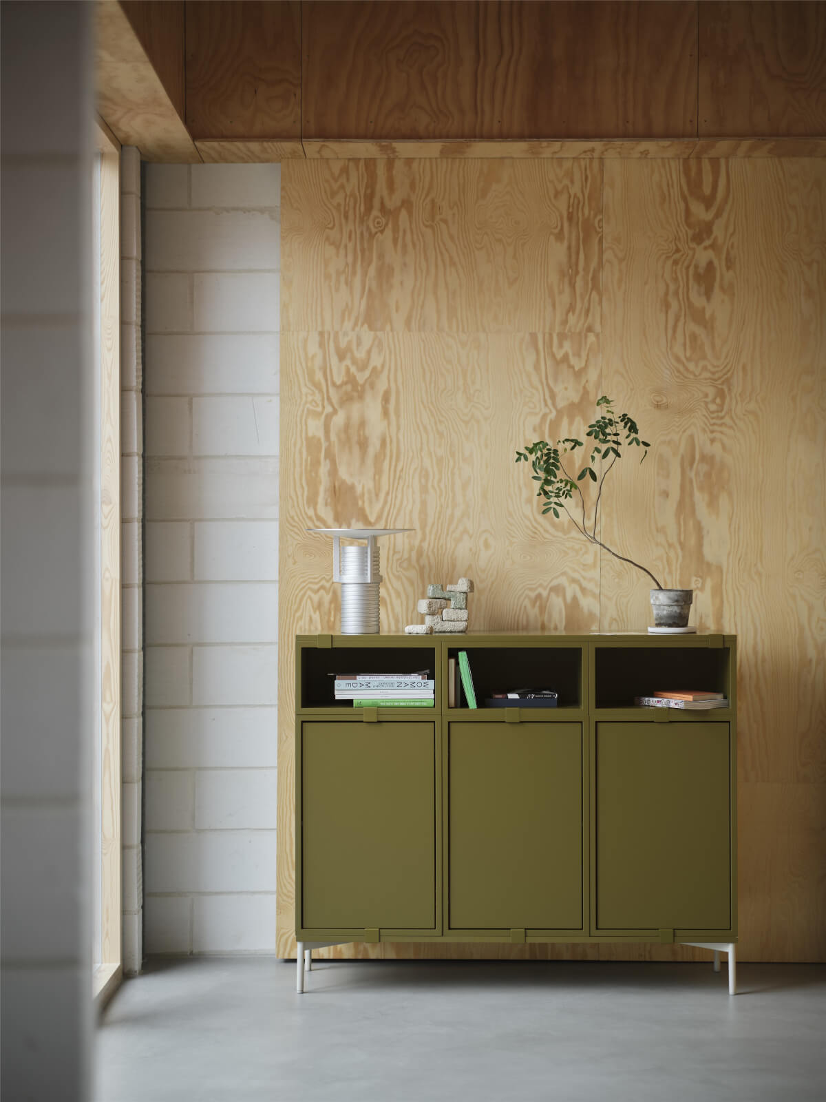 Stacked Storage Sideboard - Configuration 2, brown green