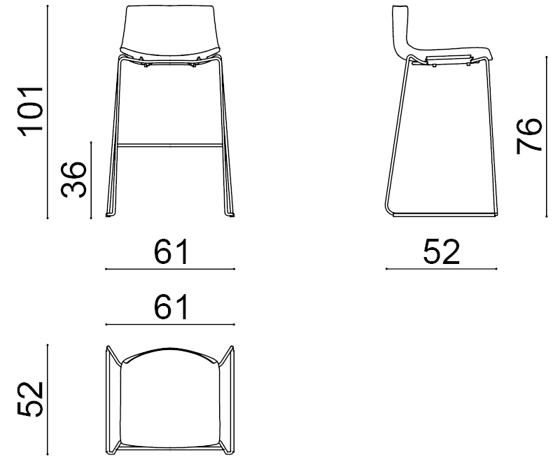 Catifa 46 Barhocker, höhe 76 cm, voll bezogen #0483