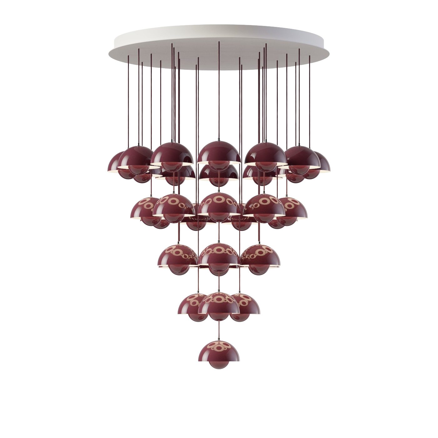 Flowerpot VP10 Kronleuchte, 31 pendants, chrome plated