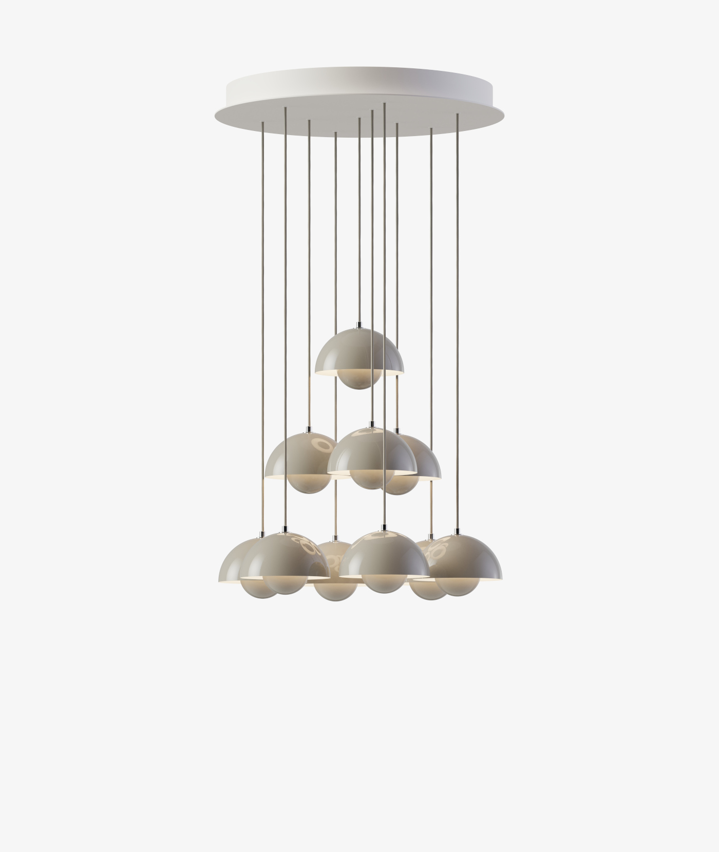 Flowerpot VP10 Kronleuchte, 10 pendants, grey beige