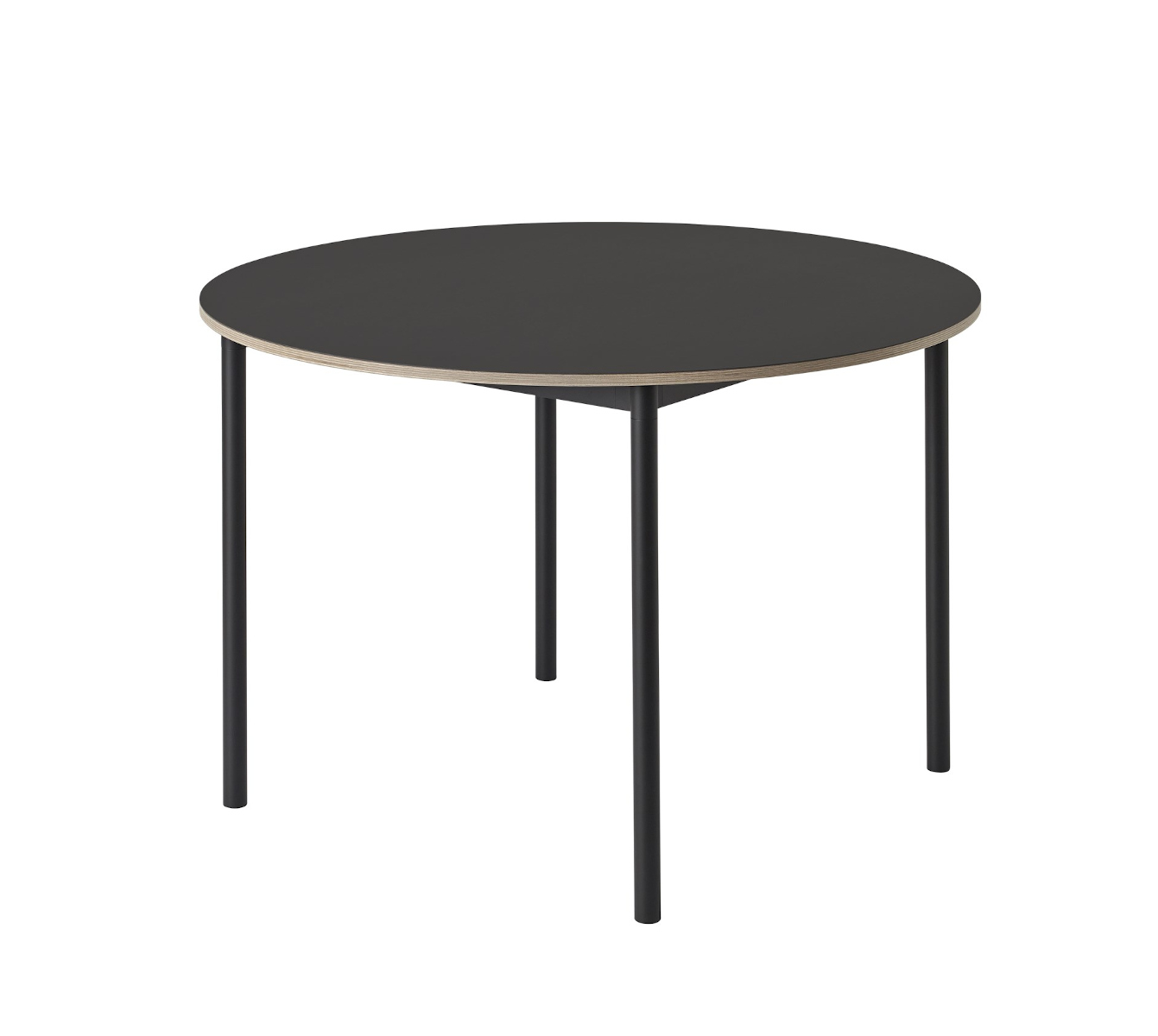 Base Tisch rund, Ø 110 cm, schwarz laminat / schwarz