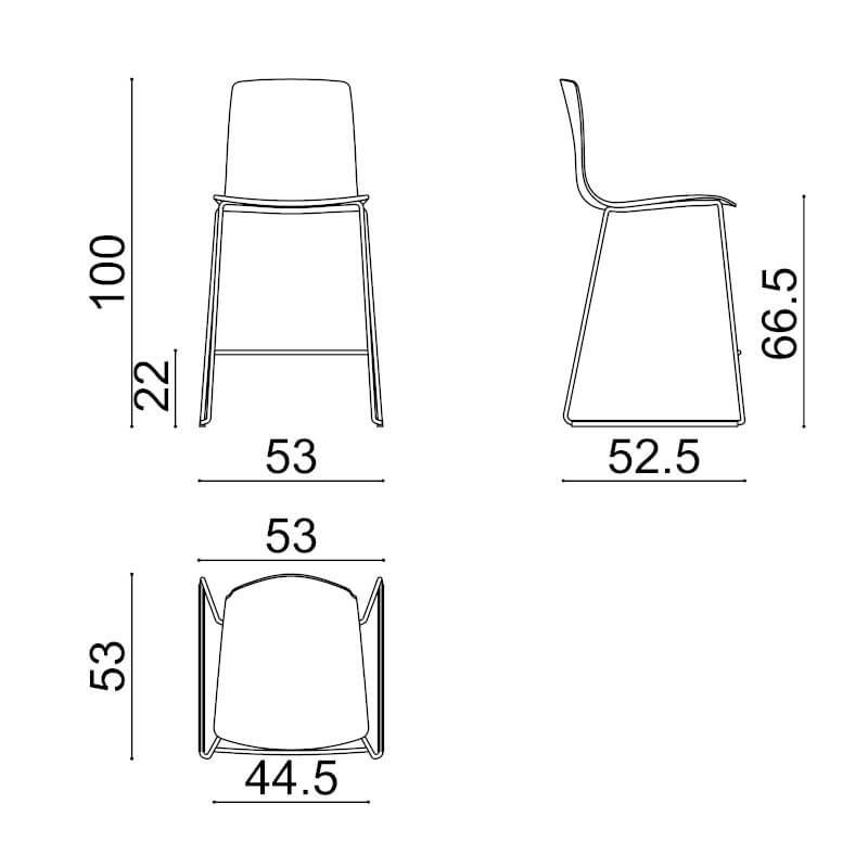 Aava 02 Barhocker, höhe 66 cm, kunststoff, vorne bezogen #7614