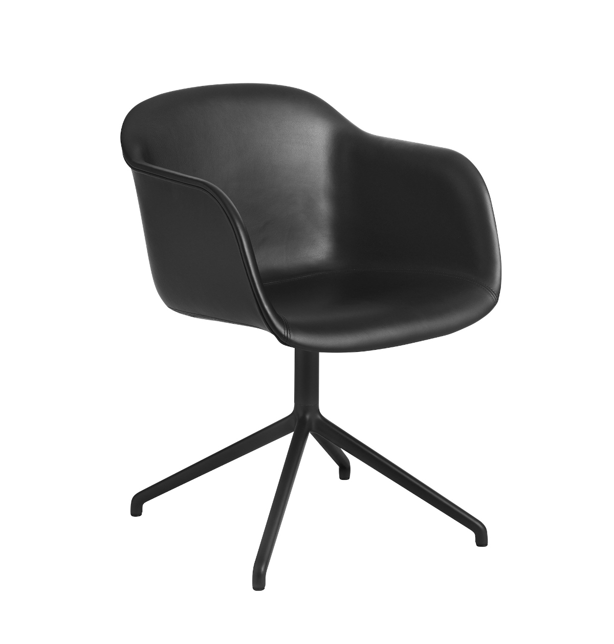 Fiber Armchair, swivel base, schwarz / schwarz