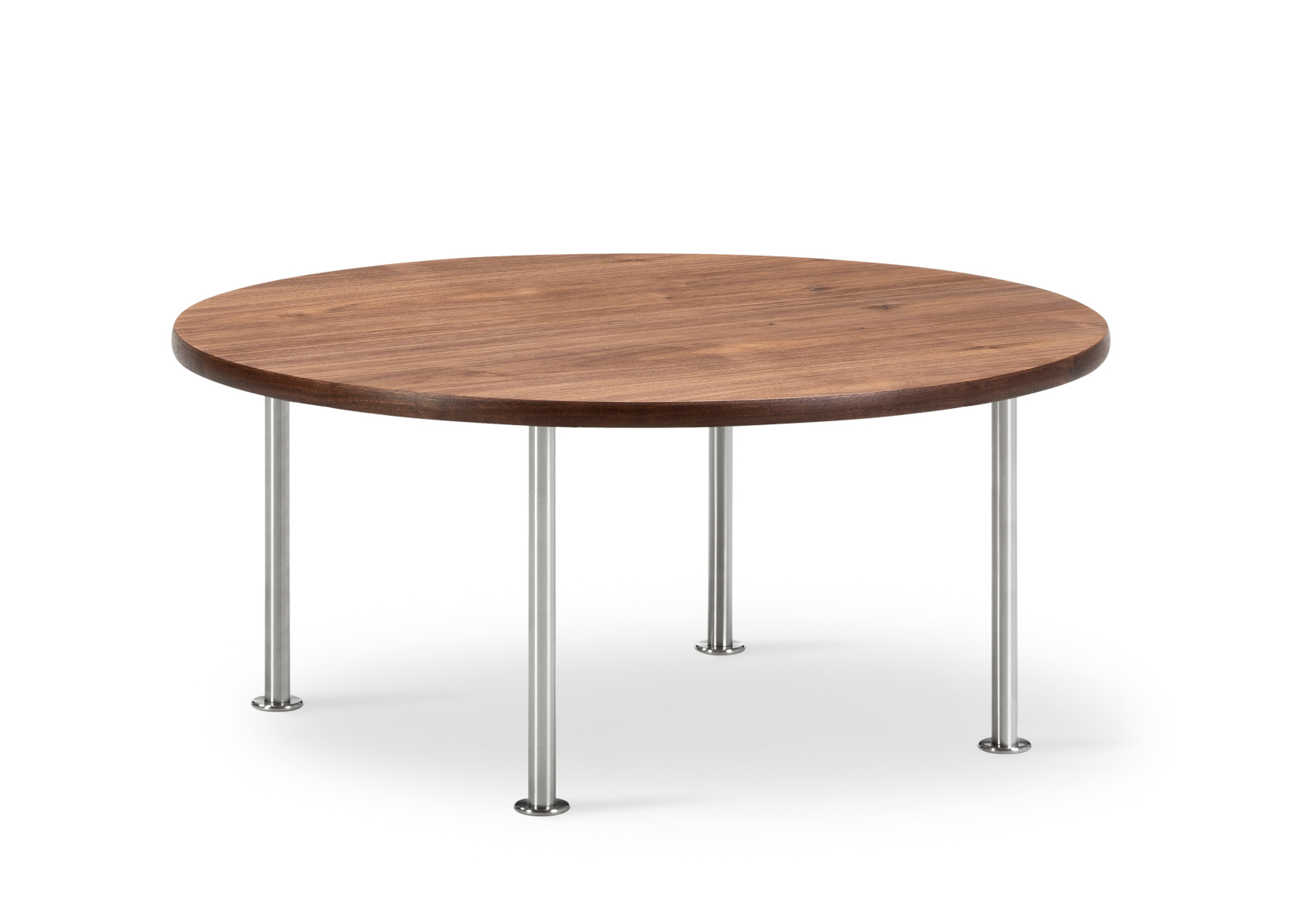 Wegner Ox Couchtisch, Ø 80 x H 35 cm, brushed steel / eiche geölt