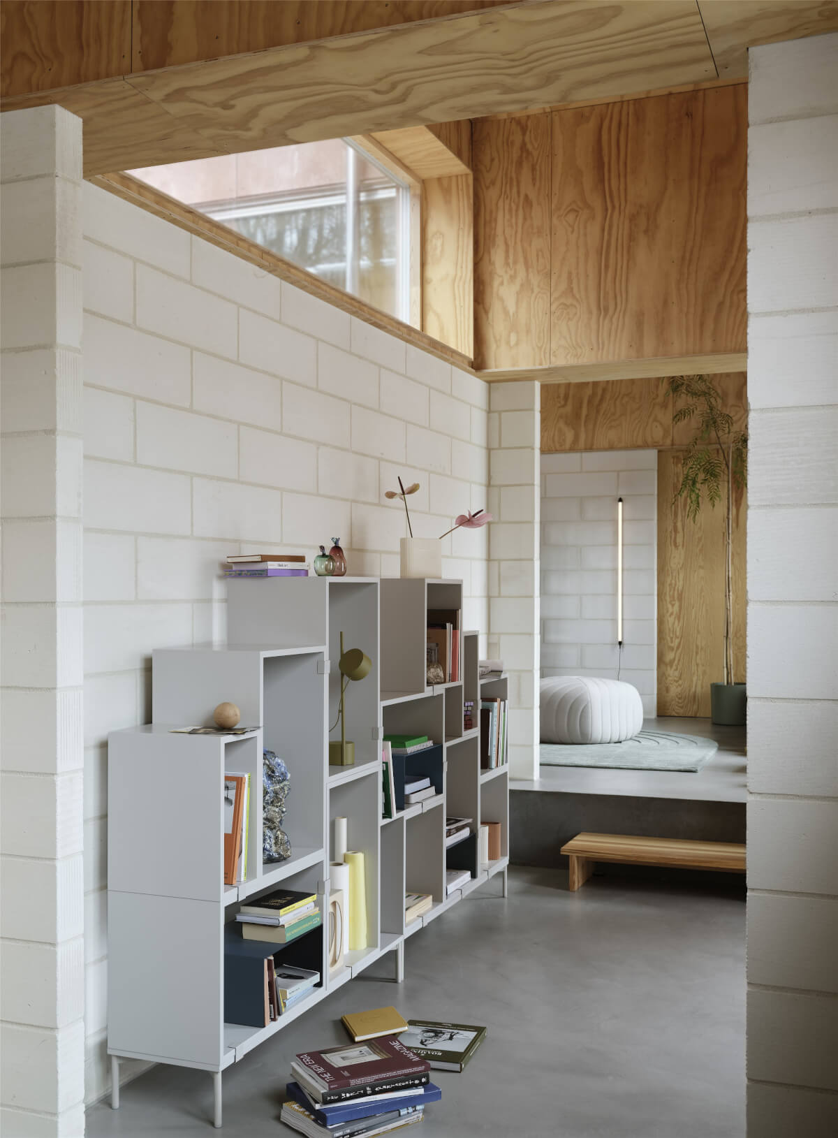 Stacked Storage Bookcase - Configuration 6, brown green