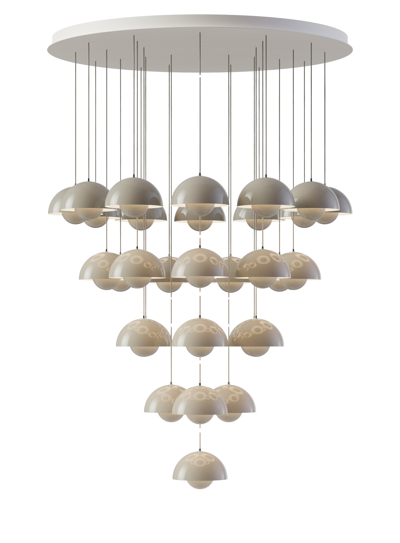 Flowerpot VP1 Kronleuchte, 31 pendants, grey beige