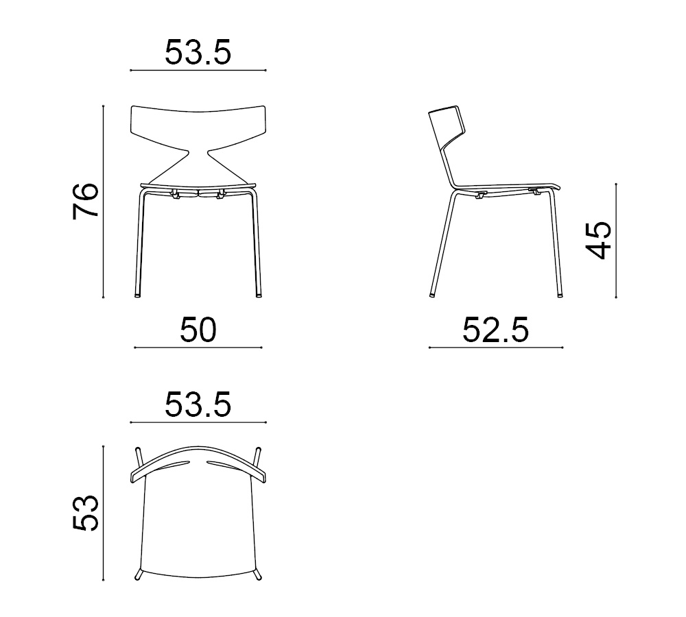 Saya 3701 Stuhl Vierfußgestell, chrom / eiche natur