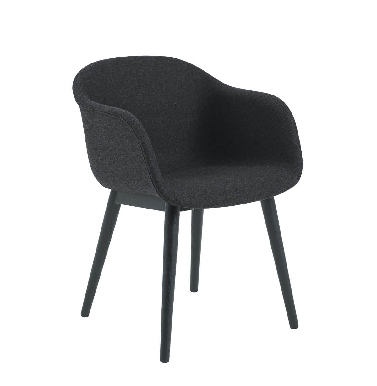 Fiber Armchair, wood base, schwarz / dunkelbraun gebeizt