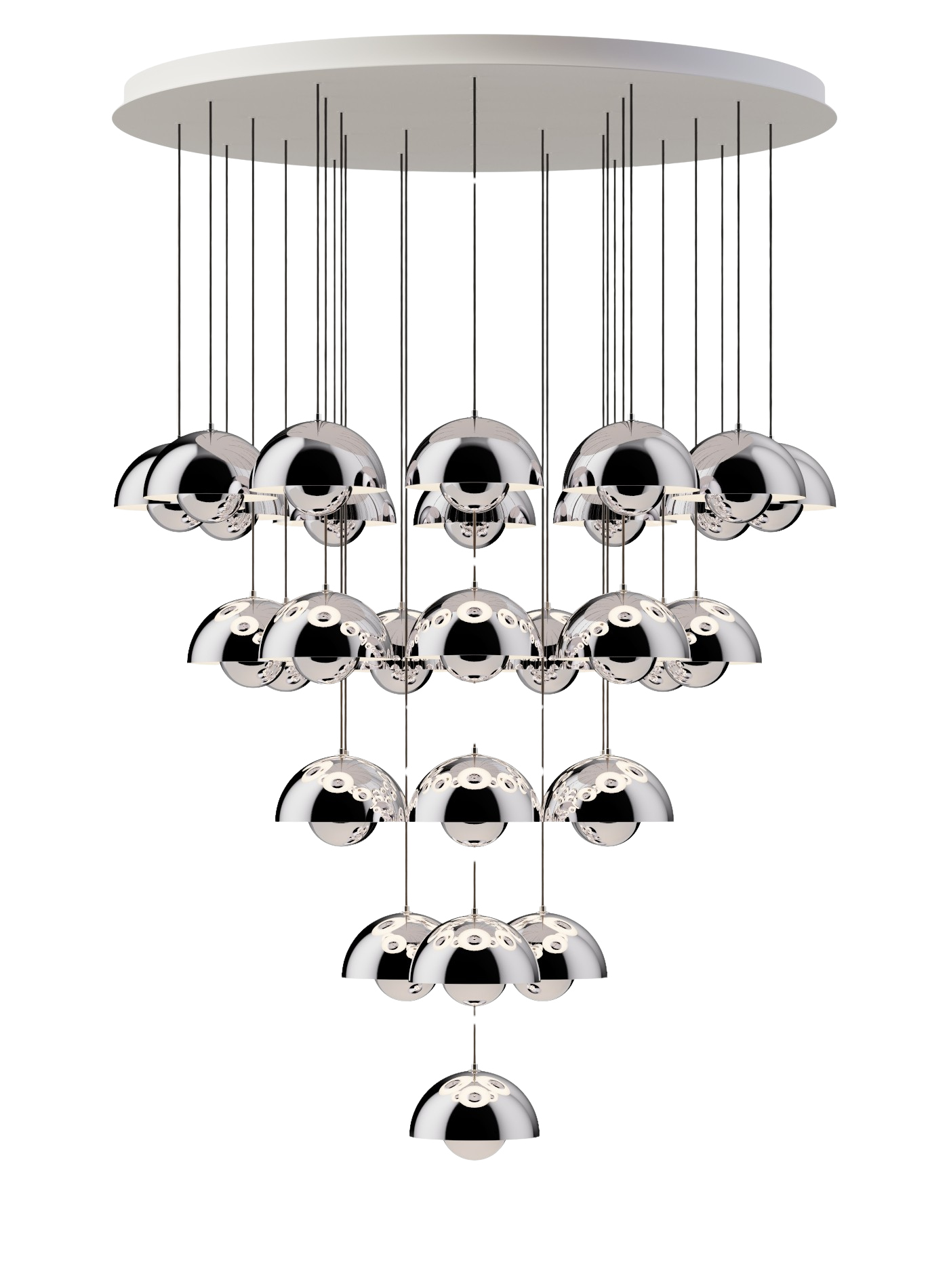 Flowerpot VP1 Kronleuchte, 31 pendants, grey beige