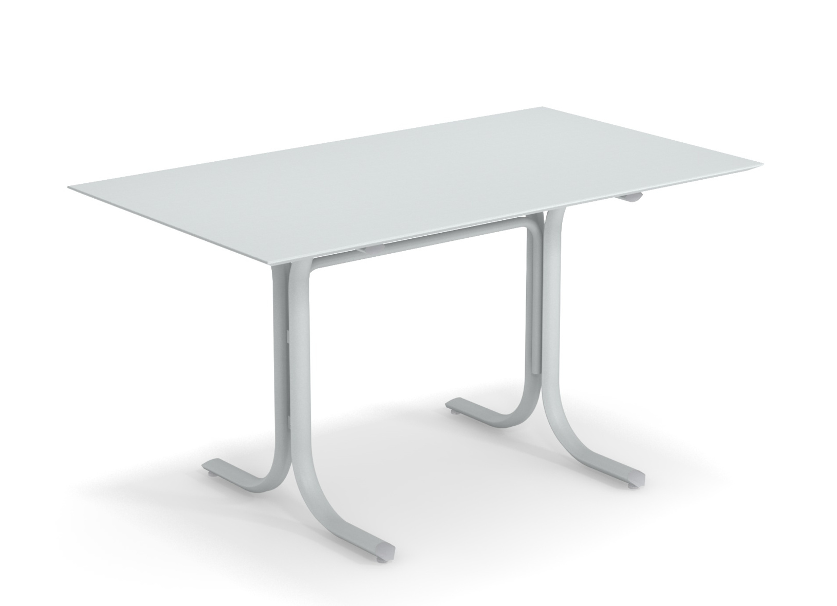 Table System mit flacher Tischkante, 140 x 80 cm, antikeisen