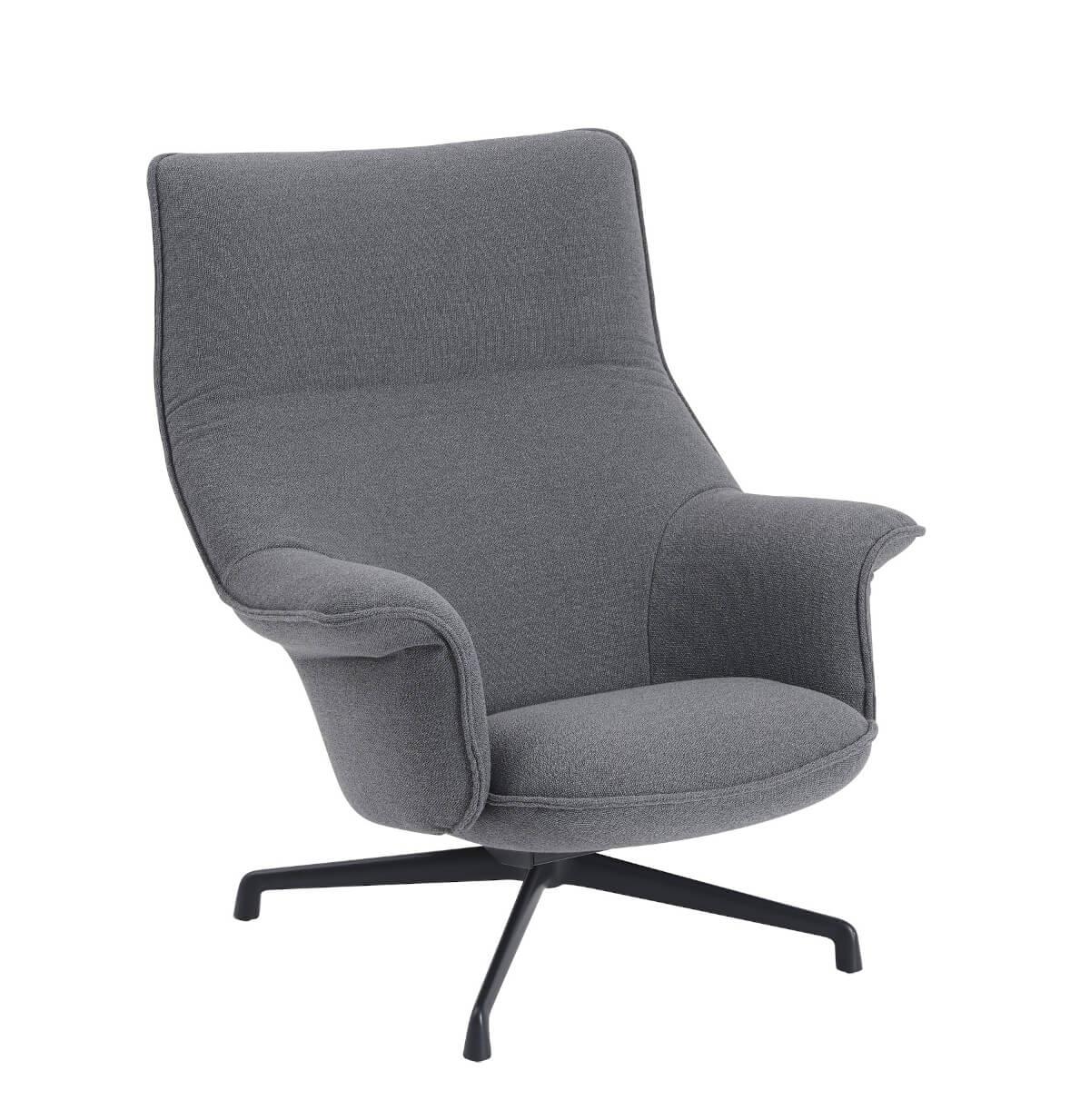 Doze Lounge Chair, high back, swivel base, hearth 8 / polished aluminium