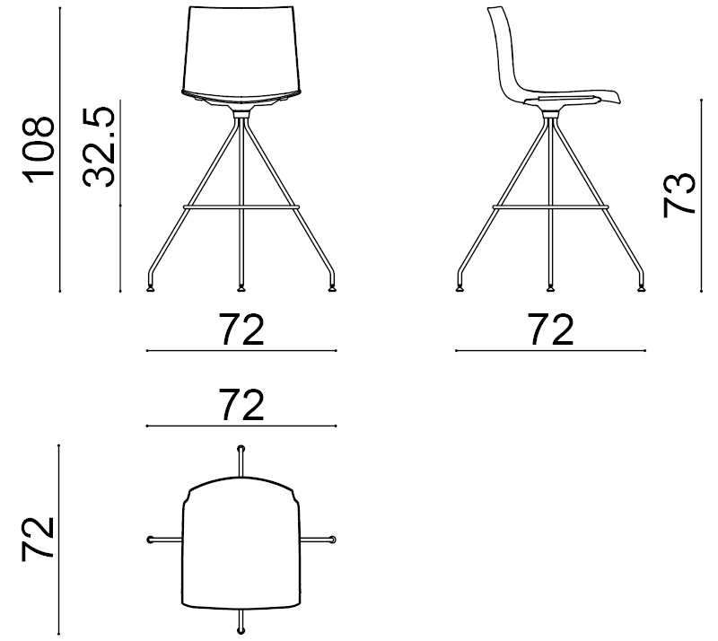 Catifa 46 Barhocker, höhe 73 cm, einfarbig, chrom / grün #0487