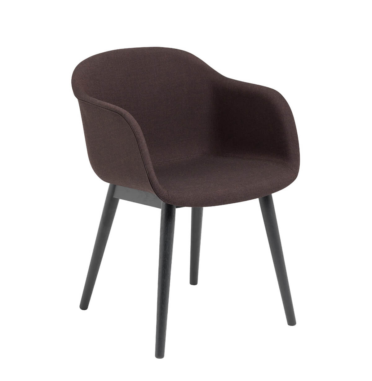 Fiber Armchair, wood base, schwarz / dunkelbraun gebeizt