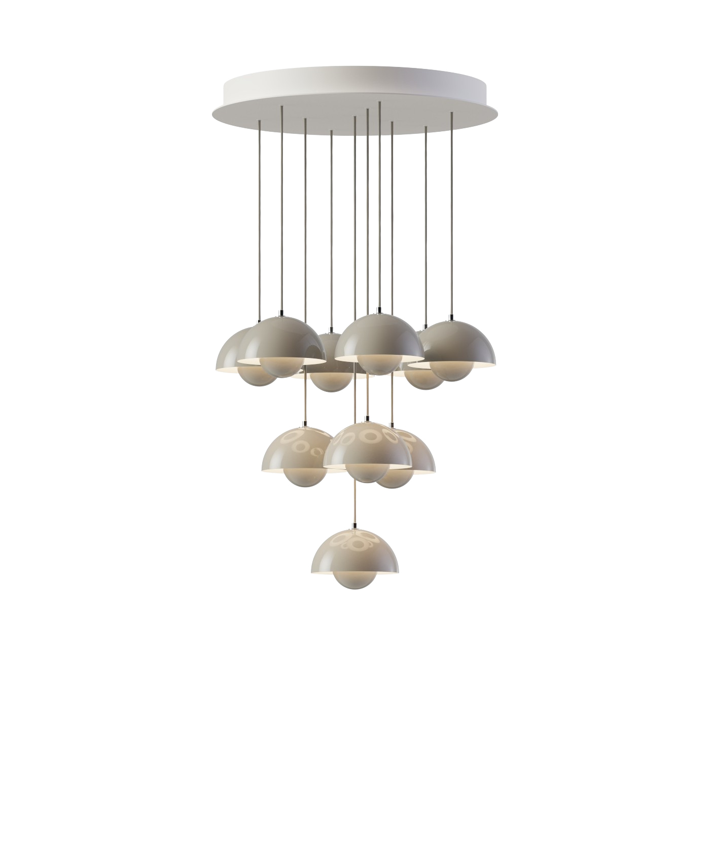 Flowerpot VP10 Kronleuchte, 10 pendants, grey beige